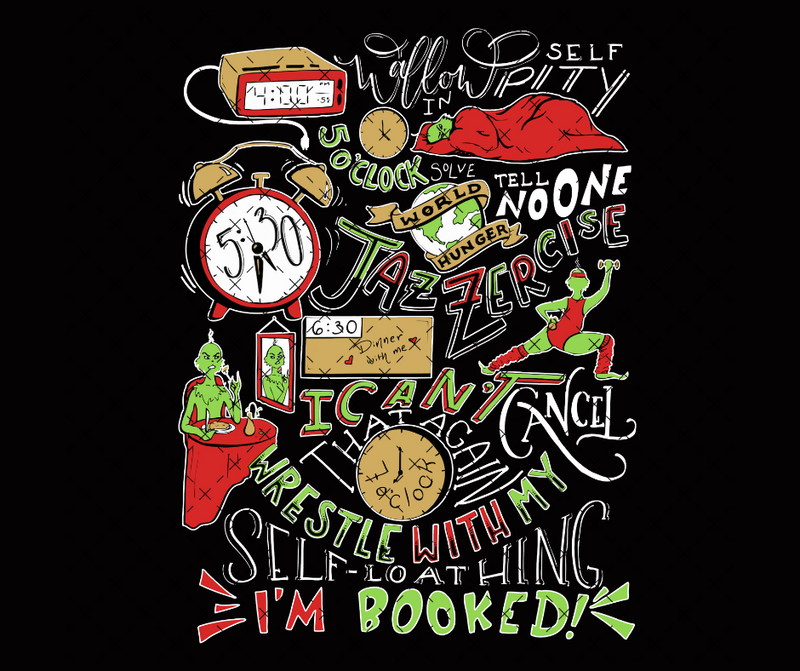 Christmas I'm Booked Back White DTF Print