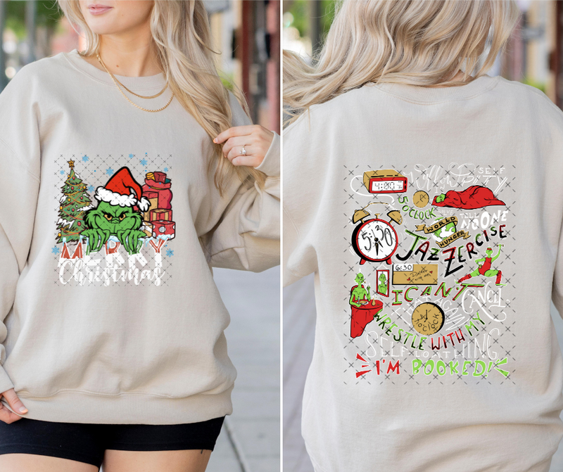Christmas I'm Booked Front White DTF Print