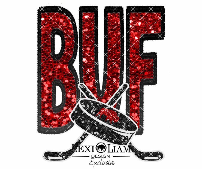 BUF Black and Red Hockey Exclusive Sequin DTF Print (Copy)