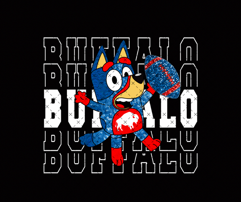 Buffalo Football Blue Dog White DTF Print