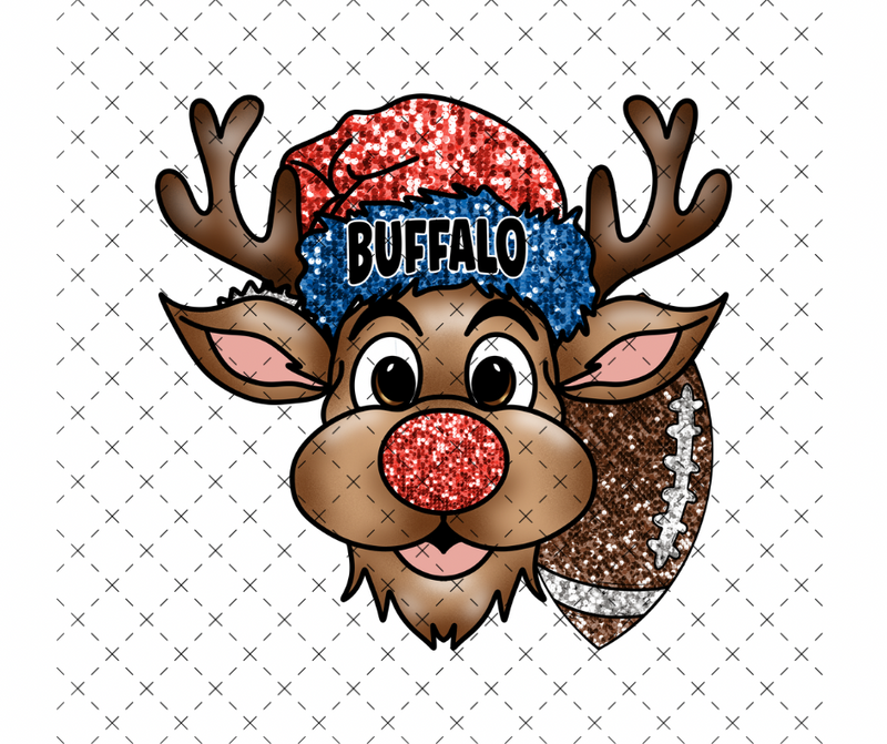 Buffalo Reindeer Sequin DTF Print