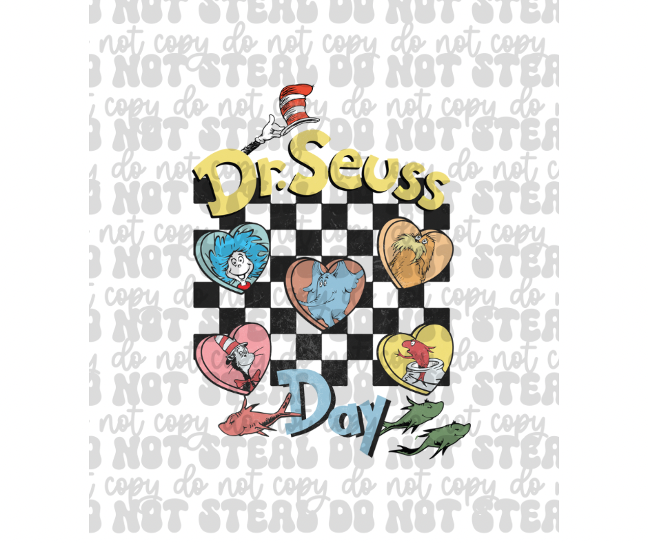 Dr S Day Checkered Hearts DTF Print