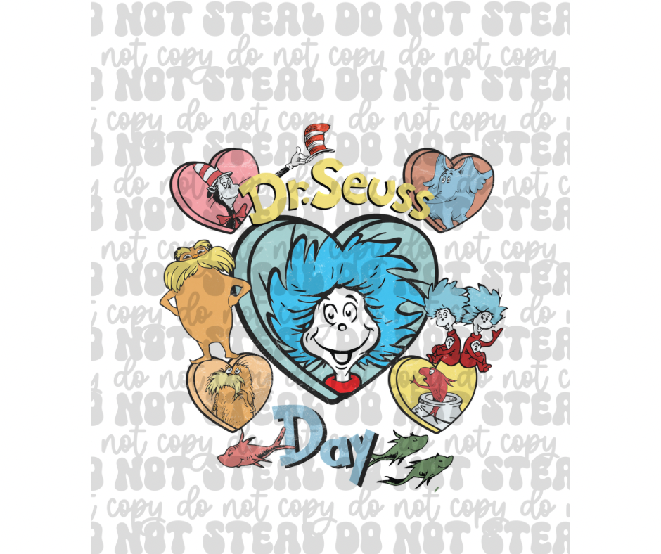 Dr S Day Hearts Distressed DTF Print
