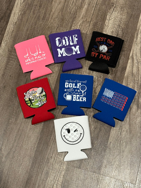 Personalized can koozies.