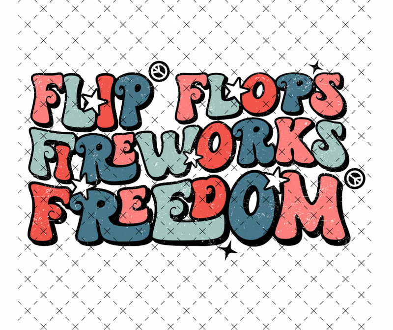Flip Flops and Fireworks Retro DTF Print