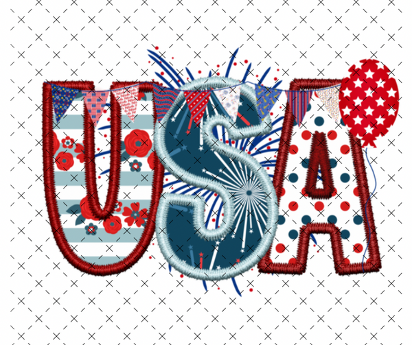 USA Faux Embroidery DTF Print
