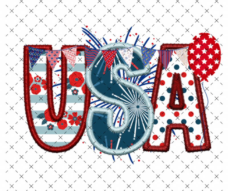 USA Faux Embroidery DTF Print