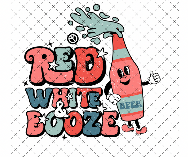 Red White & Booze Retro DTF Print
