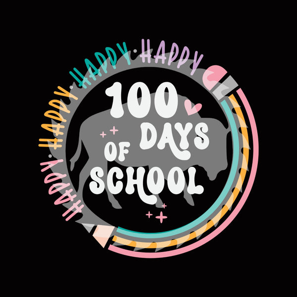 100 Days of school (dark shirt)  DTF Print
