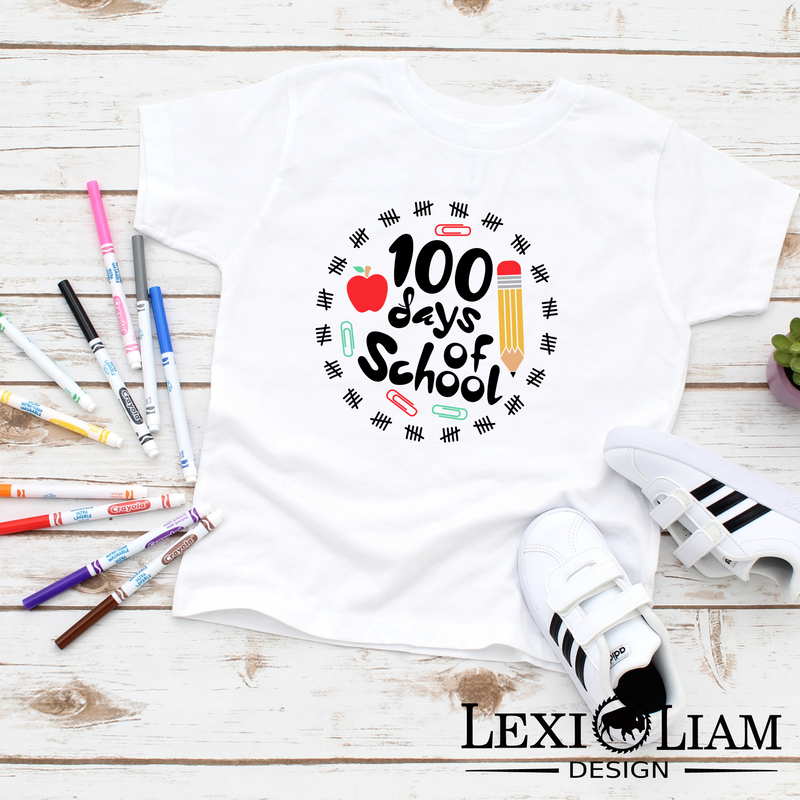 100 Days of School Pencil Stroke T-shirt