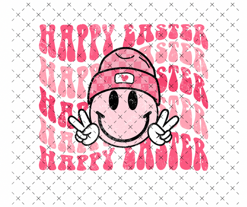 Happy Easter Retro Smiley DTF Print