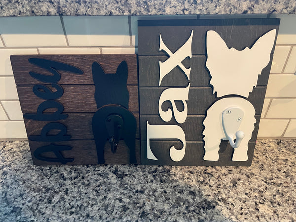 Personalized Wooden Dog Leash Holder