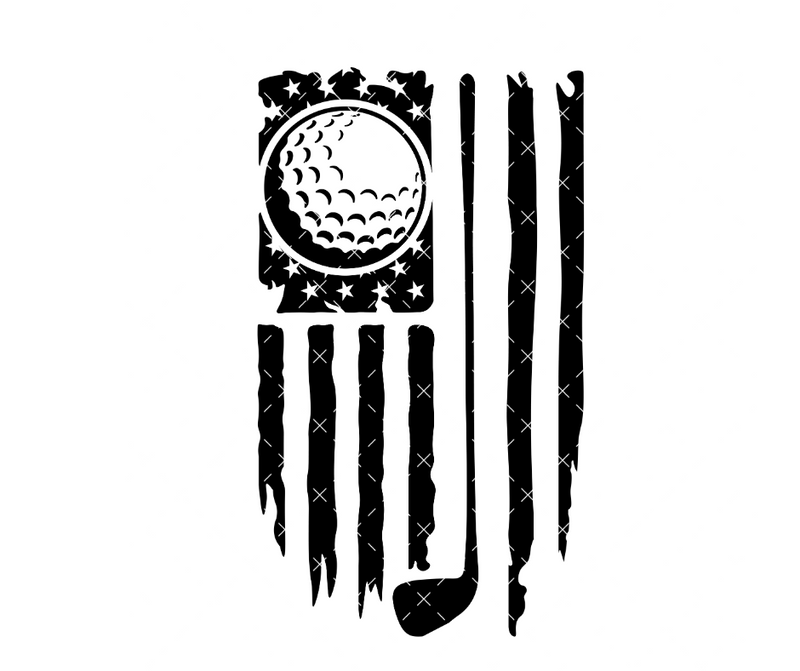 Golf USA Flag Black DTF Print