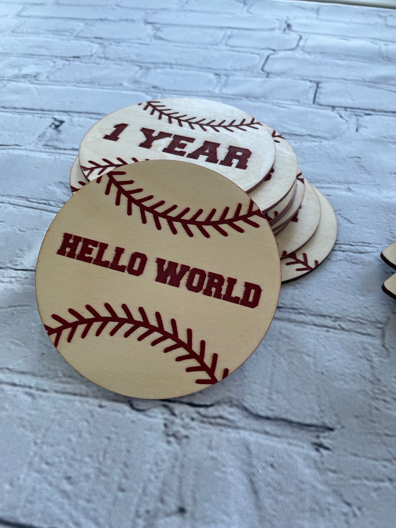Baby Milestone Baseball Round -  Baby Milestone Closet Divider