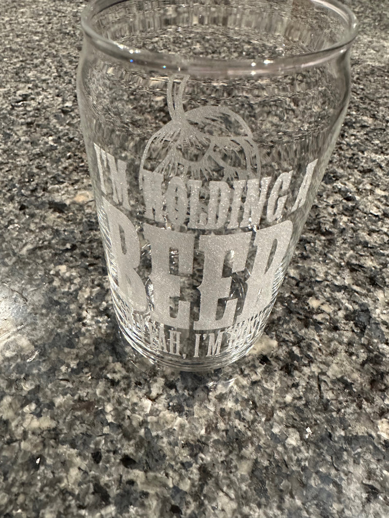 16oz Laser Engraved Beer Can Glass
